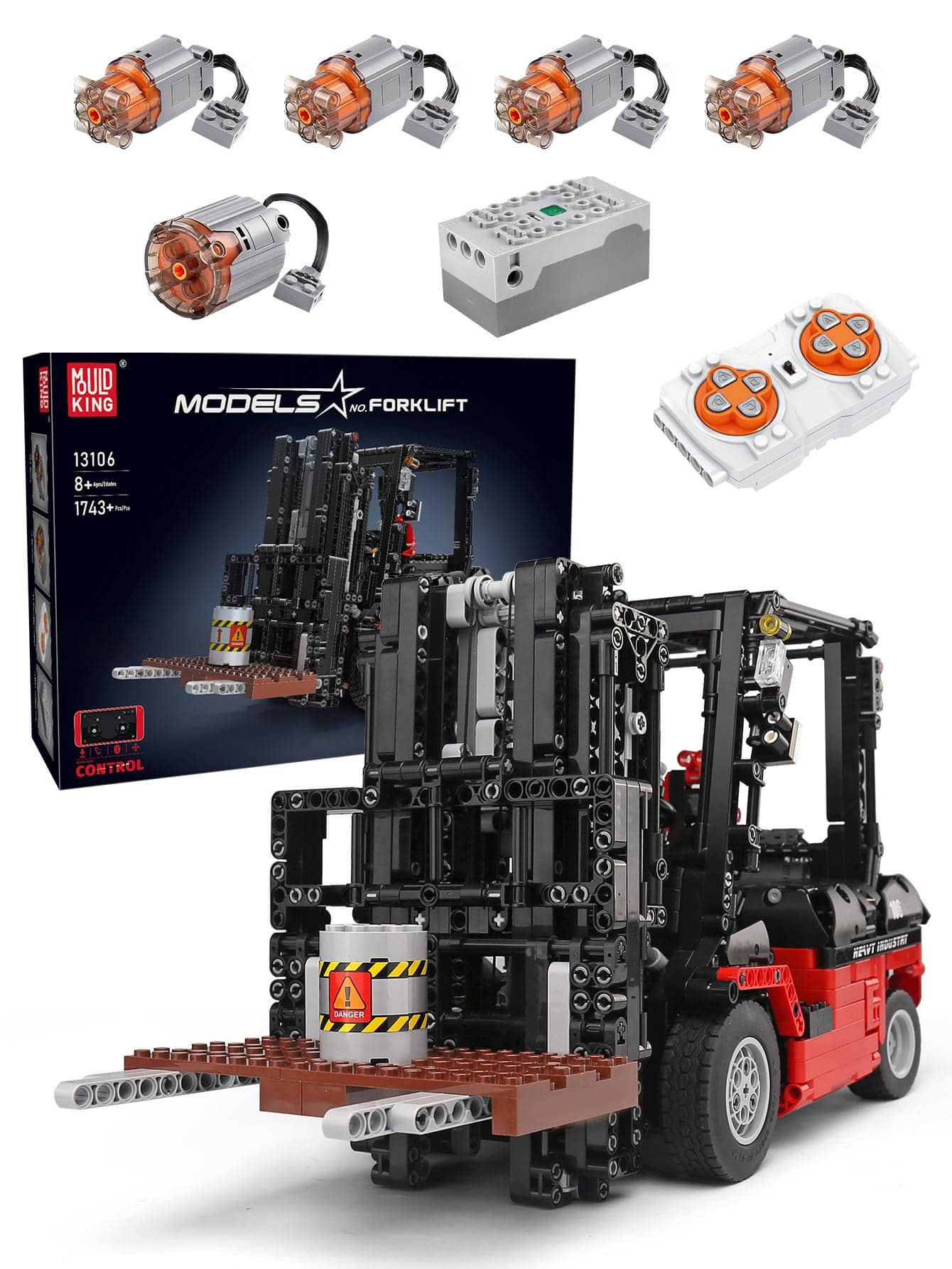 Mould King 13106 Lift Truck Building Kits, MOC Building Blocks Set To Build, Gift For Kids Age 12+/Adult Collections Enthusiasts(1719 Pieces With Motor/APP Remote Control) Room Decoration