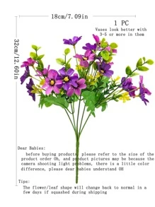 1pc Artificial Flower Bouquet, Modern Plastic Flower For Wedding Arrangement - Purple - View 3