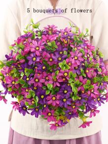 1pc Artificial Flower Bouquet, Modern Plastic Flower For Wedding Arrangement - Purple - View 6
