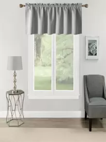 BONZER 1 pieza Cenefa de cortina unicolor ventana moderno poliéster gris para casa