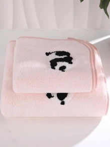 1條熊貓刺繡毛巾或1條浴巾可愛布藝毛巾、健身房、酒店 - 粉色 - 查看 2