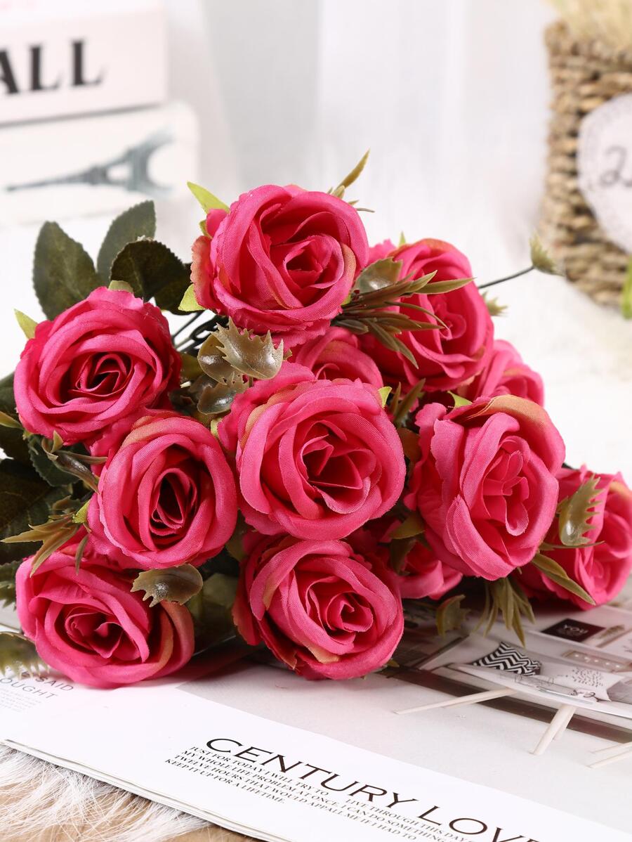 1入組擬真花現代婚禮佈置塑料花 - 玫紅色 - 查看 1