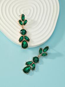 水鑽裝飾耳墜 - 綠色 - 查看 3