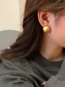 獨特設計復古風格個性耳環復古風味女式法式高端春夏新款時尚耳釘 - 金色 - 查看 2