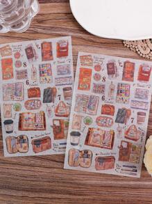 1pc Mixed Pattern Assorted Sticker, Vintage Multi-purpose Decorative Sticker For DIY Craft, Hand Account - Brown - View 1