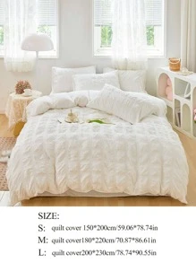 1入組素色現代滌綸床上用品被套適用於家庭 - 白色 - 查看 2