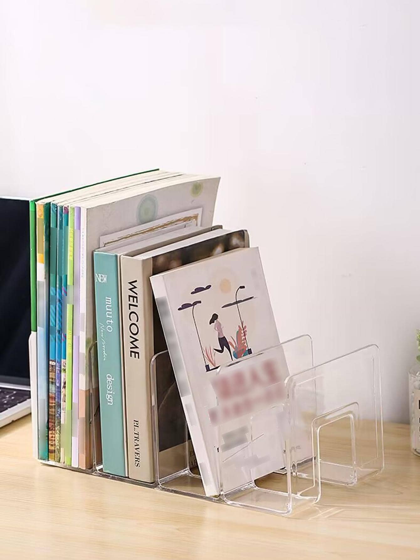 1pc Clear Decorative Bookend, Simple Multi-layer Multi-purpose Desktop Bookend For Book Storage, Divider - Clear - View 1
