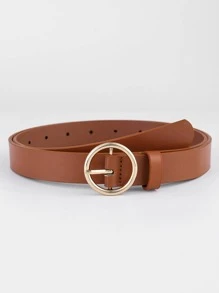 1入組女士圓扣休閒皮帶適用於日常生活 - 駝色 - 查看 1