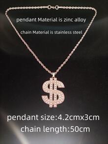 Men Dollar Sign Pendant Necklace, For Jewelry Gift And Party - Silver - View 5