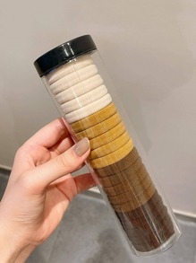 40个装女士简约风发圈，黑/棕色，适合日常佩戴、发型设计、化妆和搭配，时尚优雅的头饰发饰，休闲马尾发圈，发绳，弹性发圈，发圈，发饰，弹性发带 - 彩色 - 查看 3