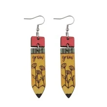 1對時尚鉛筆耳墜適合女士日常裝飾 - 彩色 - 查看 6