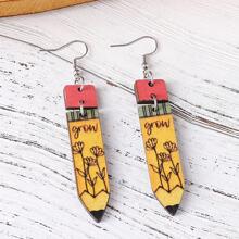 1對時尚鉛筆耳墜適合女士日常裝飾 - 彩色 - 查看 4