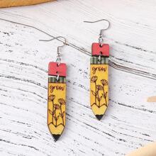 1對時尚鉛筆耳墜適合女士日常裝飾 - 彩色 - 查看 3