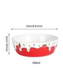 1pc Strawberry Print Bowl - Red - View 5