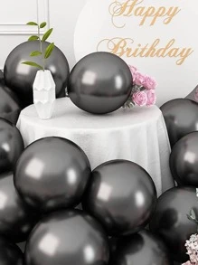 10/20 件 10 英寸玫瑰金银色蓝色绿色紫色多色镀铬金属气球套装适用于婚礼装饰周年纪念圣诞节万圣节新娘送礼会生日派对用品 - 黑色 - 查看 1