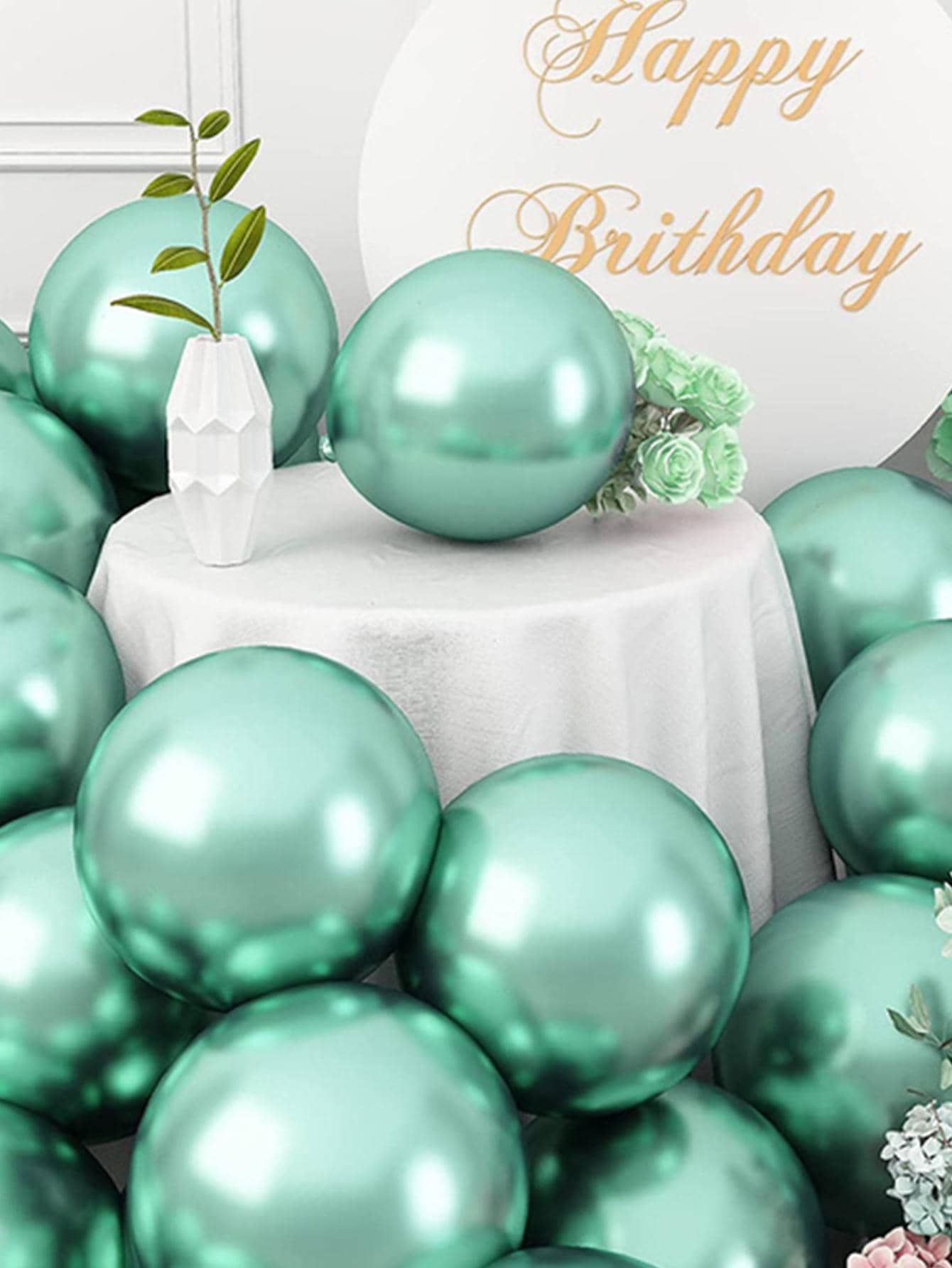 10/20 件 10 英寸玫瑰金银色蓝色绿色紫色多色镀铬金属气球套装适用于婚礼装饰周年纪念圣诞节万圣节新娘送礼会生日派对用品 - 綠色 - 查看 1