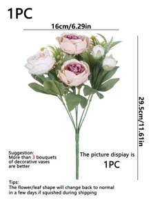1入組人工玫瑰花束，秋季裝飾婚禮裝飾新娘手持手花手腕花胸花材料家居用餐廳臥室花瓶裝飾花束DIY生日派對蛋糕材料情人節和新年裝飾材料拍攝道具 - 藕粉色 - 查看 6