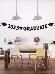 1套紙製拉旗畢業帽和字母圖形掛旗適用於派對