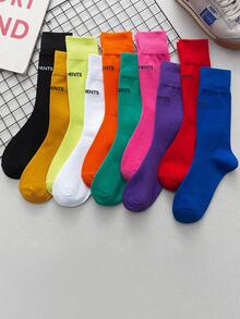 2pairs Women Random Color Letter Graphic Fashionable Crew Socks For Summer - Multicolor - View 2