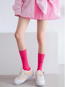 2pairs Women Random Color Letter Graphic Fashionable Crew Socks For Summer - Multicolor - View 3