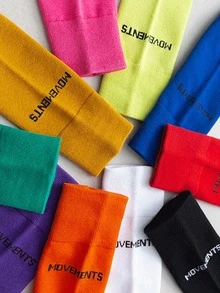 2pairs Women Random Color Letter Graphic Fashionable Crew Socks For Summer - Multicolor - View 6