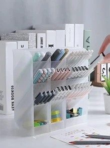 1 Hộp Đựng Bút Trong Suốt, Đơn Giản Nhiều Lưới Để Bàn Văn Phòng Phẩm Hộp Bảo Quản Cho Văn Phòng, Sinh Viên Văn Phòng Phẩm Lưu Trữ - Trong sáng - Xem 3