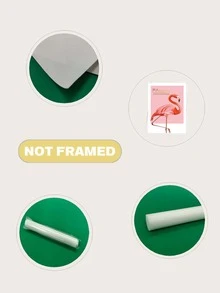 3入組粉色花鳥和英文字母織物現代北歐式牆藝裝飾(不帶框),適用於客廳和臥室家居裝飾 - 彩色 - 查看 4