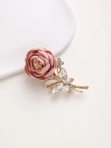 1 件男女通用花朵和水钻装饰浪漫胸花，适合婚礼情人节 - 粉色 - 查看 3