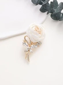 1pc Unisex Flower & Rhinestone Decor Romantic Boutonniere For Wedding Valentine's Day Valentines,Summer,Beach,Elegant,Party - White - View 3