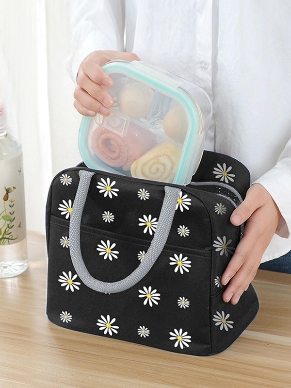 Bolsa de almuerzo con estampado de margaritas, bolsa de almacenamiento aislada portátil para el almuerzo para exteriores, bolsas de verano para exteriores para alimentos, bolsas de picnic y camping, de vuelta a la escuela