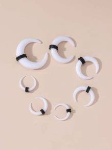 7入組/套時尚雙色擴耳器適合女士日常裝飾 - 白色 - 查看 4