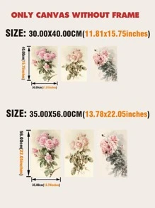 3pcs Floral Print Unframed Painting