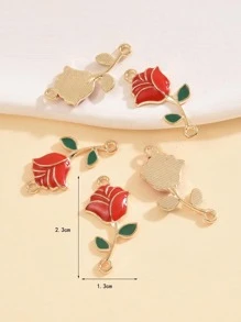 5入組復古風雙扣玫瑰形連接器吊墜,適用於diy首飾的手鍊和項鍊裝飾,女性適用