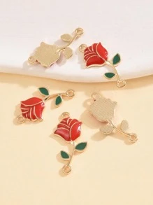 5入組復古風雙扣玫瑰形連接器吊墜,適用於diy首飾的手鍊和項鍊裝飾,女性適用