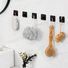 1pc Stainless Steel Hooks Adhesive Robe Towel Hook Wall Key Hangers Bathroom Kitchen Accessories Holders Coat Clothers Racks Rustproof Shower Hanging Door Strong Nail Free Small Hook Organizer