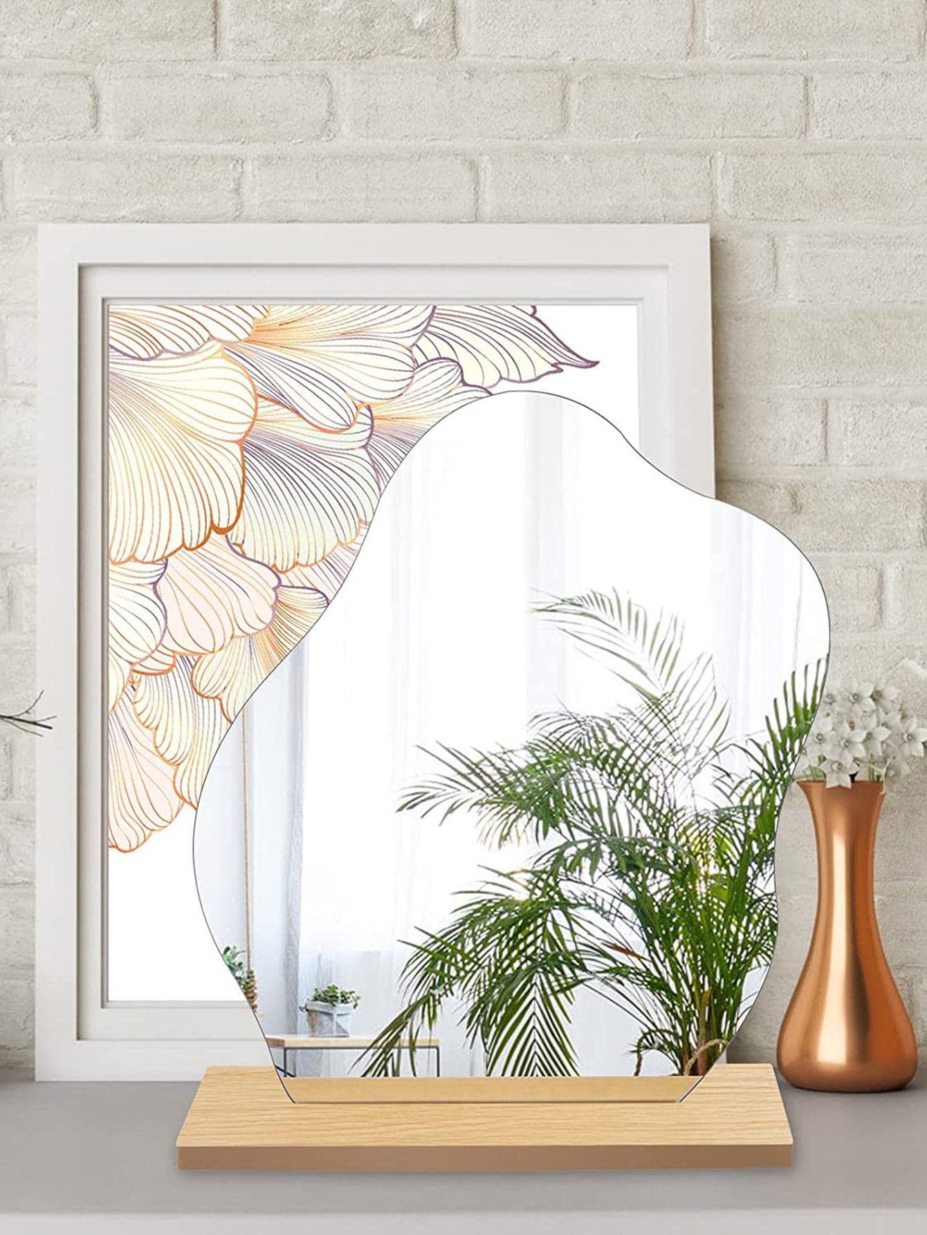 2pcs Geometric Design Mirror Best Gifts Birthday - Silver - View 1