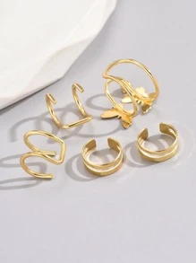 5 cái/bộ Vòng Đeo Tai Trang Trí Hình Bướm Thời Trang Cho Phụ Nữ Để Trang Trí Hàng Ngày - Vàng - Xem 2