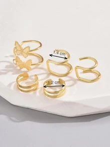 5 cái/bộ Vòng Đeo Tai Trang Trí Hình Bướm Thời Trang Cho Phụ Nữ Để Trang Trí Hàng Ngày - Vàng - Xem 4