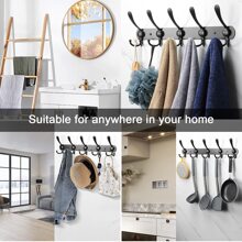 1st solida svarta väggmonterade krokar, rostfritt stål multifunktionella förvaringskrokar för hushållshanddukar - Svart - Visa 2