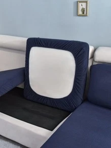 1pc Solid Color Navy Blue Sofa Cover Without Filler, Polyester Soft Stretchy Sofa Slipcover For Household - Navy Blue - View 1