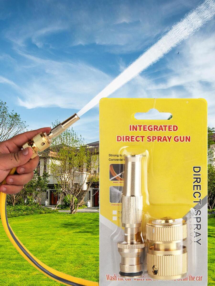 1入組簡約金色便攜式花園軟管銅製多功能家用澆水工具 - 金色 - 查看 1