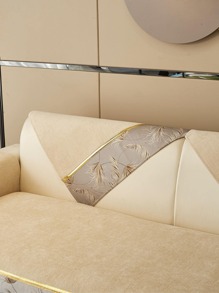 1 Gói In Hình Lá Chống Trơn Trượt Chống Bụi Ghế Sofa Không Làm Đầy Polyester Có Thể Giặt Co Giãn Ghế Sofa Cho Gia Đình - Màu be - Xem 4