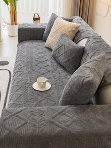 1入組幾何圖案深灰色防塵沙發套無填充物滌綸彈力沙發套家用 - 深灰色 - 查看 2