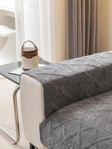 1入組幾何圖案深灰色防塵沙發套無填充物滌綸彈力沙發套家用 - 深灰色 - 查看 5