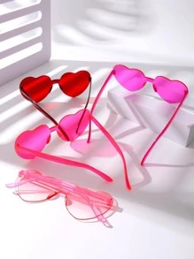 4 件女士时尚渐变色眼镜，适合夏季海滩度假、户外、旅行 - 粉色 - 查看 3