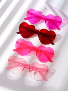 4 件女士时尚渐变色眼镜，适合夏季海滩度假、户外、旅行 - 粉色 - 查看 1