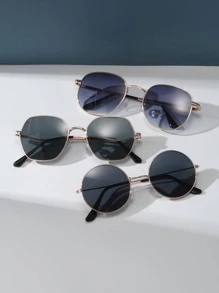 3 pares de gafas de sol de mujer con montura redonda y geométrica, gafas de sol de moda para la vida diaria y los viajes, gafas de sol vintage para la playa, Halloween - Negro - Ver 2