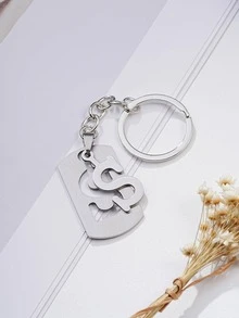 1pc Men Letter Chi tiết móc khóa thời trang để làm quà tặng - Bạc - Xem 3