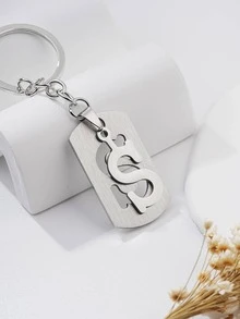 1pc Men Letter Chi tiết móc khóa thời trang để làm quà tặng - Bạc - Xem 5