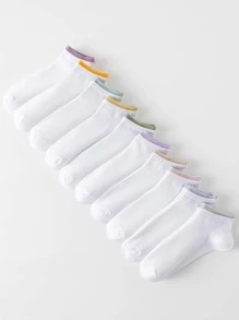 Mujer 10 pares Calcetines tobilleros de dos tonos casual para vida diaria - Multicolor - Ver 1